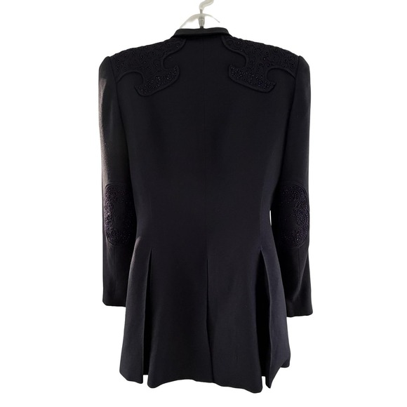 Vintage Zelda Blazer Sz 8 Navy Black Beaded Embroidered Long Evening Jacket 90s - Picture 10 of 16